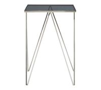 Square Black Glass Side Table, Polished Stainless Steel Zig-Zag Legs, Modern Tempered Glass Top End Table Premier Housewares Silver One Size