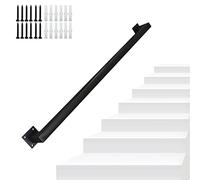 Square Black Stair il - Wrought Iron Wall-Mounted Railing for Indoor & Outdoor Use - Sturdy Support Grab Bar for Villa Loft Hospital Access Corridor (Size: 280cm)