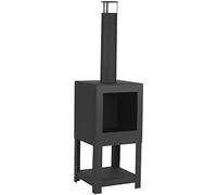 Square Black Terrace Heater With Wood Store Fallen Fruits Black One Size