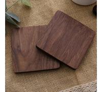 Square Black Walnut Wooden Coaster 8.8cm Thickened Heat-Resistant Non-Slip Drink Mat for Home Office Hotel Restaurant Bar Natural Sustainable Solid Wood Construction(Walnut thickened)