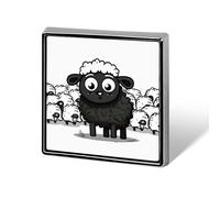 Square Black White Sheep Lapel Pin Metal Brooch Personalized Novelty Pin Cute Button Badge Safety Pin Fashion Jewelry Accessories Gift for Clothes Hat Backpack Bag