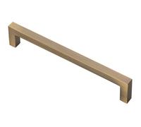 Square Block Pull Handle 170 x 10mm 160mm Fixing Centres Antique Brass