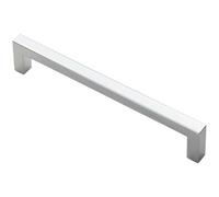 Square Block Pull Handle 170 x 10mm 160mm Fixing Centres Polished Chrome