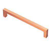 Square Block Pull Handle 170 x 10mm 160mm Fixing Centres Satin Copper