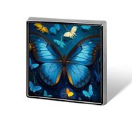 Square Blue Butterfly Pattern Brooch Classic Mini Pin 0.7 Inch Aluminum Alloy Lapel Pin Personalized Button Badge for Backpack Hat Suit Jacket Clothing Decoration