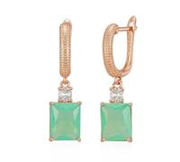 Square Blue Green Natural Zirconia for Women 585 Rose Gold Color