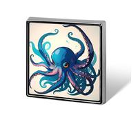 Square Blue Octopus Lapel Pin Metal Brooch Personalized Novelty Pin Cute Button Badge Safety Pin Fashion Jewelry Accessories Gift for Clothes Hat Backpack Bag