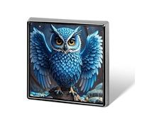 Square Blue Owl Brooch Classic Mini Pin 0.7 Inch Aluminum Alloy Lapel Pin Personalized Button Badge for Backpack Hat Suit Jacket Clothing Decoration