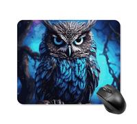 Square Blue Owl Mouse Pad Funny Mouse Mat with Non-Slip Rubber Base Small Travel Computer Gaming Mousepad Waterproof 7.9 X 9.8 Inch Office Desk Accessories
