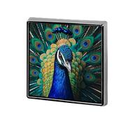 Square Blue Peacock Brooch Classic Mini Pin 0.7 Inch Aluminum Alloy Lapel Pin Personalized Button Badge for Backpack Hat Suit Jacket Clothing Decoration