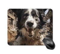 Square Border Collie Mouse Pad Funny Mouse Mat with Non-Slip Rubber Base Small Travel Computer Gaming Mousepad Waterproof 7.9 X 9.8 Inch Office Desk Accessories