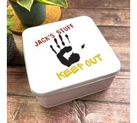 Square Boys Stuff Keep Out Bits & Bobs Personalised Kids Storage Tin Personalised Gift | Custom Gift | Personalized Tin | Personalised Tins | Gift For Her | Gift For Him