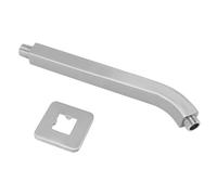 Square Brass Shower Head Extension Arm, Wall Mounted Shower Arm, Chrome Plated Rustproof 10in Shower Head Accessory with Decorative Cover, for Bathroom Sink Wash Basin (Brushed)