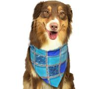 Square Bright Glass Mosaic Dog Bandanas Adjustable Kerchief Triangle Bibs Scarf Washable Soft Pet Bandanas for Medium Large Puppy Cats Pet Costume Accessories Decoration