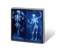 Square Brooch Pin for Women Men, 0.7 Inch Mini Metal Decorative Pins | Lightweight Lapel Badge, Cool Hat Pins, Skeleton on Display Lapel Pin for Clothing Shirt Jacket Scarf & Gift