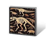 Square Brooch Pin for Women Men, 0.7 Inch Mini Metal Decorative Pins | Lightweight Lapel Badge, Cool Hat Pins, Dinosaur Skeleton Print Lapel Pin for Clothing Shirt Jacket Scarf & Gift