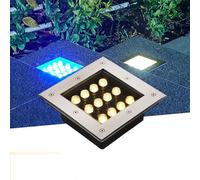 Square Buried Lights Outdoor Underground Light IP66 Waterproof Low Voltage AC12/24V Recessed Ground Light for Garden Walkway Deck Sidewalk Patio Landscape Lamp (Green 9WAC24V)
