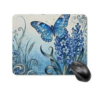 Square Butterfly Hyacinth Cluster Mouse Pad Non-Slip Rubber Small Cute Mouse Pad Mini Travel Gaming Mousepad Washable Funny Computer Mat Waterproof for Laptop Office Home Men Women