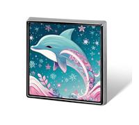 Square Button Badges,Cute Dolphin Snowflake Printed Aluminum Alloy Memorial Pins Lapel Pins for Men And Women Square Cute Brooches for Clothing Backpack Hat Jackets Decoration