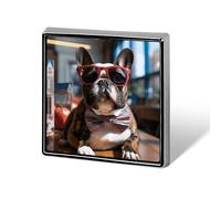 Square Button Badges,French Bulldog Wearing Sunglasses Printed Aluminum Alloy Memorial Pins Lapel Pins for Men And Women Square Cute Brooches for Clothing Backpack Hat Jackets Decoration
