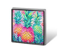 Square Button Badges,Three Big Pineapples Printed Aluminum Alloy Memorial Pins Lapel Pins for Men And Women Square Cute Brooches for Clothing Backpack Hat Jackets Decoration