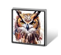 Square Button Badges,Watercolor Cool Owl Head Printed Aluminum Alloy Memorial Pins Lapel Pins for Men And Women Square Cute Brooches for Clothing Backpack Hat Jackets Decoration