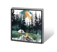 Square Button Badges,Wilderness Nature Camping Printed Aluminum Alloy Memorial Pins Lapel Pins for Men And Women Square Cute Brooches for Clothing Backpack Hat Jackets Decoration