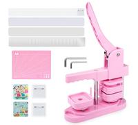 Square Button Machine with 100 Sets Accessories 50 x 50 mm Manual Press Set for Lapel Button, Hand Operated, Ideal for DIY Badges & Pins