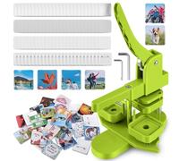Square Button Maker Kit Badge Maker Machine 50mm*50mm with 100 Set Square Button Making Supplies DIY Square Photo Picture Badge Button Press Machine Pin Badge Maker Team Badge(Green, Button)