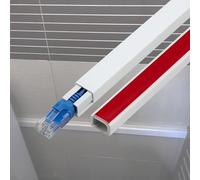 Square Cable Trunking Kit With Adhesive Backing PVC Raceway 16 Mm Width, Cable Cover Thick Wire Concealer 1 M Length, Push-and-Slide Cord Cover Strip(White10 PCS)