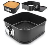 Square Cake Tin|Square Cake Tin, Non Stick Carbon Steel Springform Baking Pan with Removable Bottom for Cakes, 20cm