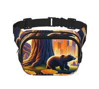Square California-Poppies-Bear-Symbols Double-Layer Sport Fanny Pack Waist Pack Large Crossbody Waist Bag for Running Travel Walking