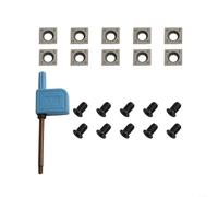 Square Carbide 14X14x2mm For Woodworking Lathe Tools, Indexable, 30 Degree Cutting Angle, 4-sided Design, For Ordinary Wood, 10 Pieces, Screws Included