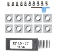 Square Carbide Indexable Inserts, 12 mm x 12 mm x 1.5 mm, 35° Bevel, 4-for Edge Turning for Wood Lathe, for CNC Router & Spiral Planer Heads