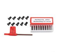 Square Carbide Inserts Compatible with Wood Lathe Turning Tools 15x15x2.5mm Dimensions Four Edges 30 Degree Bevel for Use on Plywood MDF Particleboard