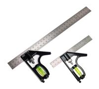 Square Carpentry Metal Set, 2 Pcs Set Square 300mm&150mm Combination Square Carpentry Tools Adjustable Combination Try Square Tool with Spirit Level & Marking Needle for Woodworking Engineer Carpenter