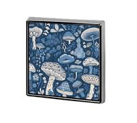 Square Cartoon Blue Mushroom Brooch Classic Mini Pin 0.7 Inch Aluminum Alloy Lapel Pin Personalized Button Badge for Backpack Hat Suit Jacket Clothing Decoration