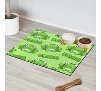Square Cartoon Frog Pet Feeding Mat for Cat Dog Water Bowl Food Mats Cute Frog Pet Feeding Mats Absorbent Nti-Slip Contain Spills Protects Floors Placemat 30.4 x 50.8 cm