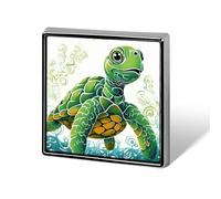 Square Cartoon Turtle Pattern Brooch Classic Mini Pin 0.7 Inch Aluminum Alloy Lapel Pin Personalized Button Badge for Backpack Hat Suit Jacket Clothing Decoration
