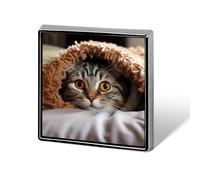 Square Cat Under Blanket Lapel Pin Metal Brooch Personalized Novelty Pin Cute Button Badge Safety Pin Fashion Jewelry Accessories Gift for Clothes Hat Backpack Bag