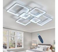 Square Ceiling Light Black Bedroom Chandelier Kids Bright LED Dimmable Ceiling Lamp With Remote Control Eye Care Night Light Memory White Living Room Ceiling Lantern With APP Smart Learning Lights