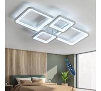 Square Ceiling Light Black Bedroom Chandelier Kids Bright LED Dimmable Ceiling Lamp With Remote Control Eye Care Night Light Memory White Living Room Ceiling Lantern With APP Smart Learning Lights