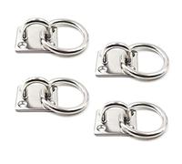 Square Ceiling Wall Mount Hook Heavy Duty Pad Eyes With Ring 304 Stainless Steel 5mm 3/16", Great for Yoga Swings Hammocks, Boat Rigging, Marine Deck Hardware and Suspension Training Straps (4PCS)