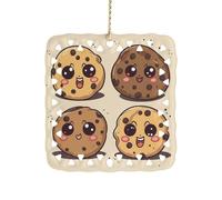 Square Ceramic Hanging Ornament Chocolate Chip Cookies with Different Expressions 3 Inch Single Sided Hanging Decoration Durable Smooth Keepsake Ornament for Home Decor Holiday Decoration Meaningful G