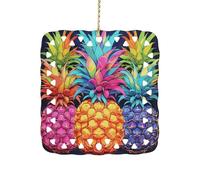 Square Ceramic Hanging Ornament Colorful Pineapple 3 Inch Single Sided Hanging Decoration Durable Smooth Keepsake Ornament for Home Decor Holiday Decoration Meaningful Gifting