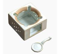 Square Ceramic Teapot Warmer 15.5cm Antique White Glaze With Earth Detachable Tealight Holder For Coffee Milk Tea Home Decor Gift-A