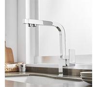 Square Ch Kitchen Faucet with 360° Swivel Dual Handle Deck Mounted 3 Way Drinking Water Filter Tap for Sink Slish Mixer for Easy Use