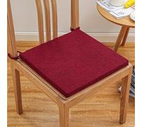 Square Chair Cushion with Tie Straps, Kitchen Dining Seat Cushion with Removable Cover, Seat Mats for Living Room Graden, Office Chair Pad (40×40×3cm,Red)