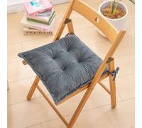 Square Chair Cushions, Soft and Comfortable Velvet Cushion With Straps Suitable For Desks, Living Rooms and Restaurants,Dark Grey,17.7in / 45cm