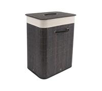 Square Charcoal Bamboo Laundry Basket, Laundry Hamper with Removeable Washable Lining & Lid, Easy Assemble Folding Storage Bin Dirty Clothes Storage Bucket Cover Household Container Organiser